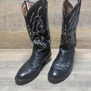 Tony Lama Bonham Black Ostrich Western Boots Men's Size 8